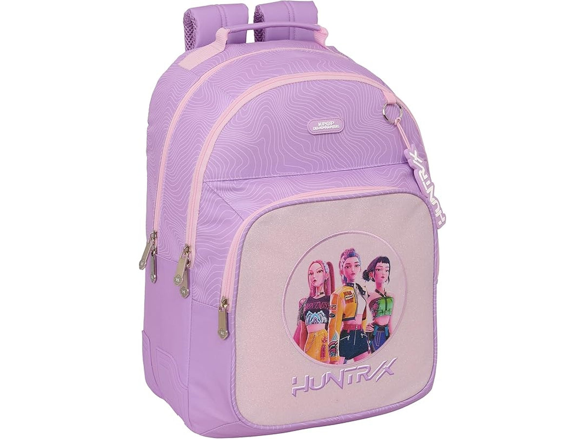 Zaino K-Pop Demon Hunter Iconic, doppioscomparto organizzato, 32x42x15cm rosa, adattabile a carrello trolley