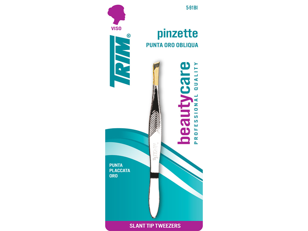 Trim pinzetta cromata punta oro obliqua