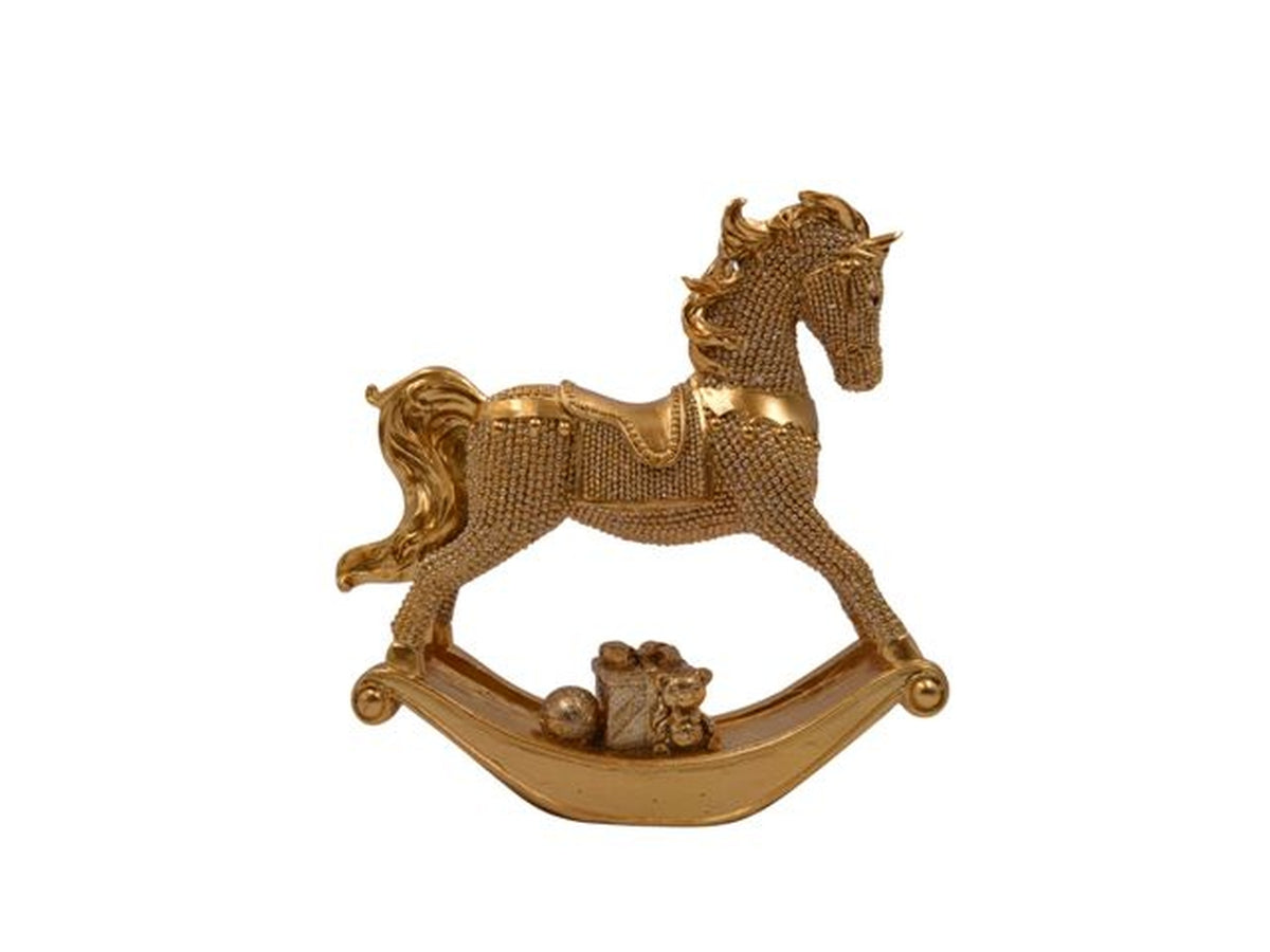 Cavallo resina oro medio 15x15cm