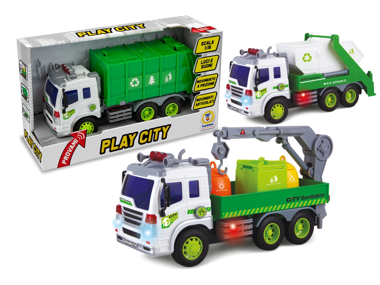 Play city- eco camion frizione  luci e suoni 3 modelli
