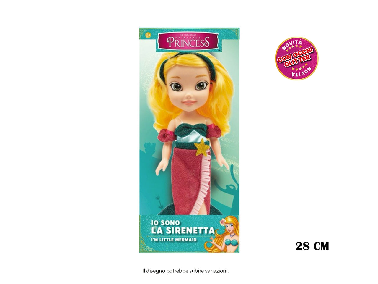 Sirenetta bambola cm.28 "occhi glitterati" in scatola