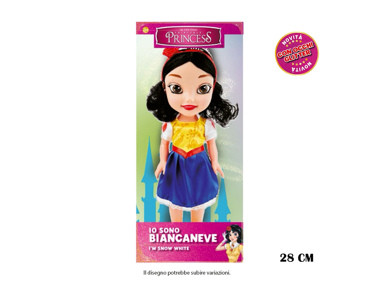 Biancaneve bambola cm.28 "occhi glitterati" in scatola