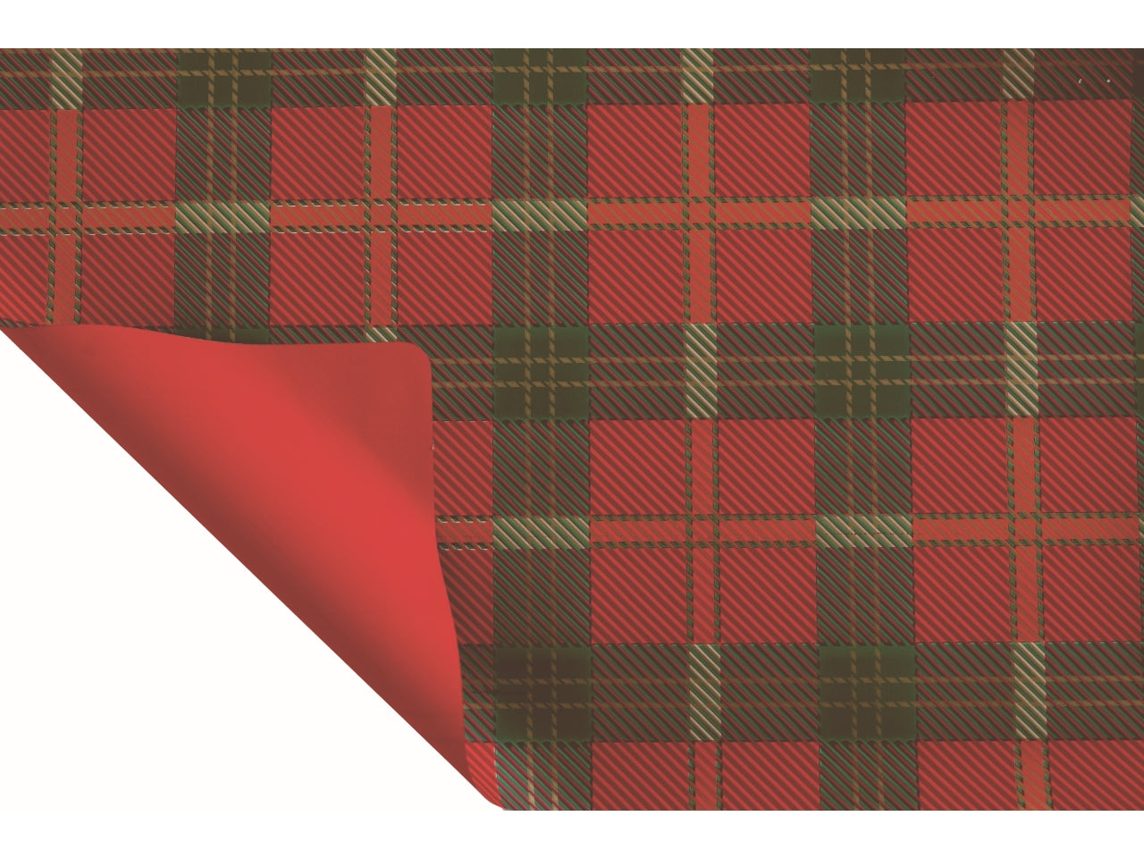 Bobina Lord 40my 1x25mt double face scozzese rosso e fondo pieno rosso