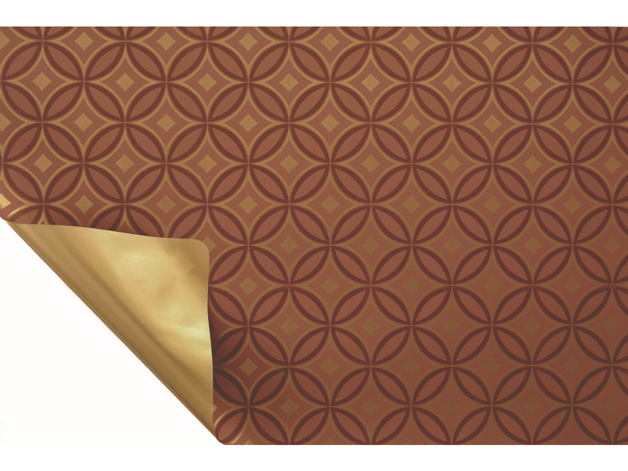 Bobina RetrÃ² 50my 1x25mt double face fantasia mocha mousse e fondo pieno oro