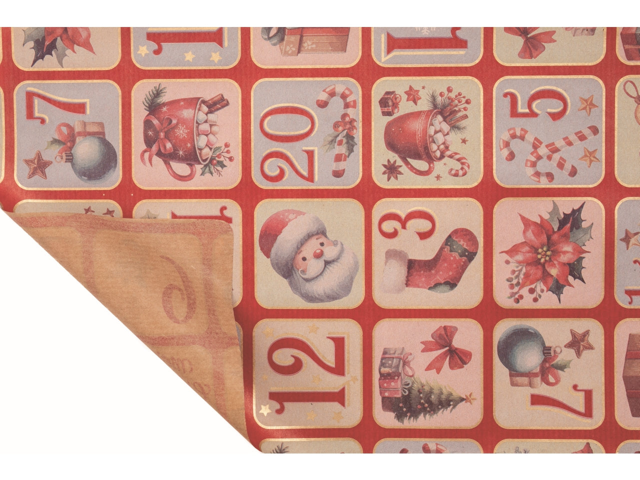 Bobina Advent Sealing avana in carta a fantasia natalizia 60gr 1,20mt rossa