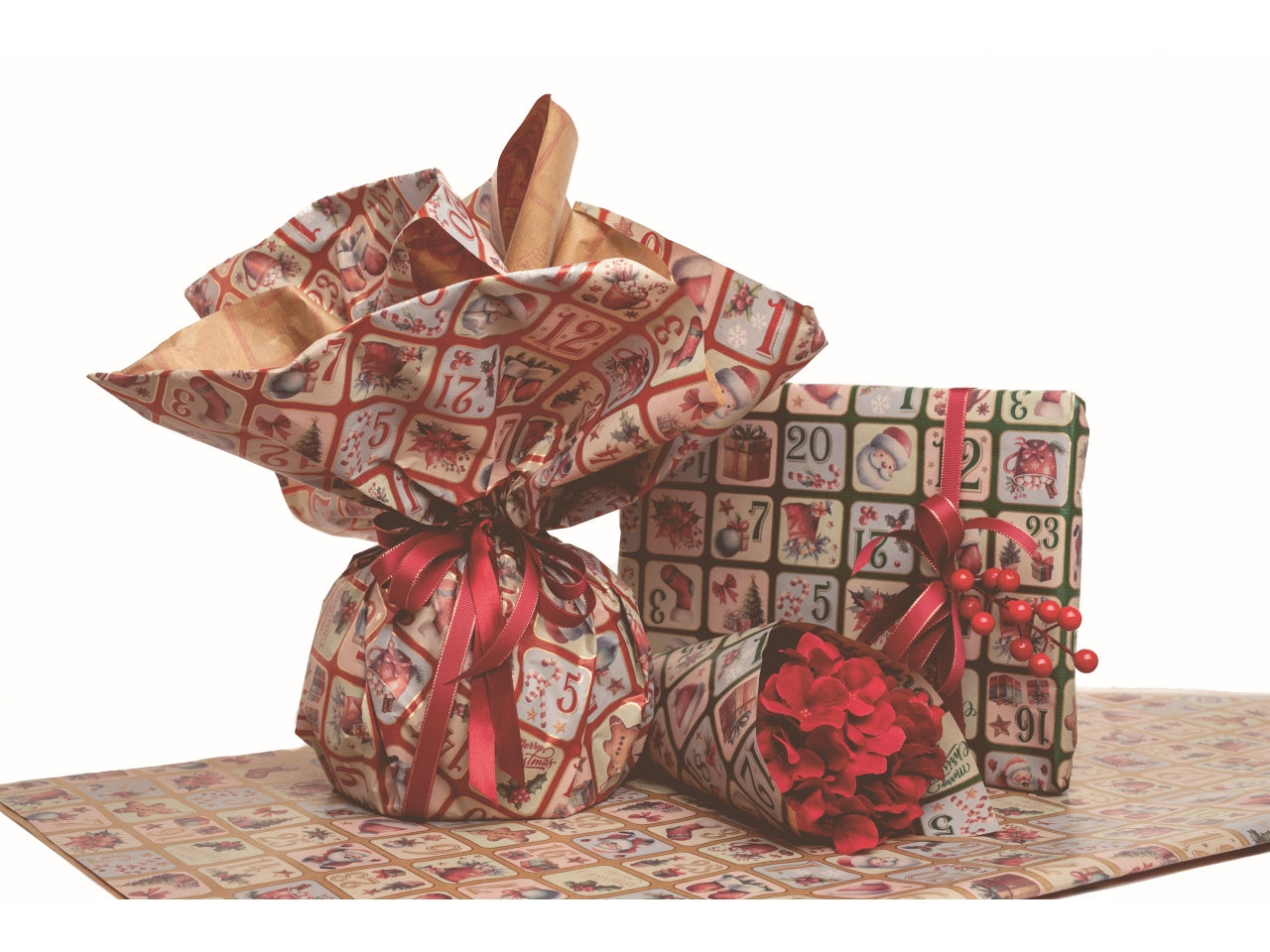 Bobina Advent Sealing avana in carta a fantasia natalizia 60gr 1,20mt rossa