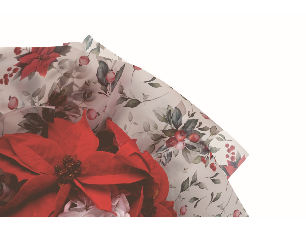 Bobina Xmas Flower mat 30my stampata 1x25mt