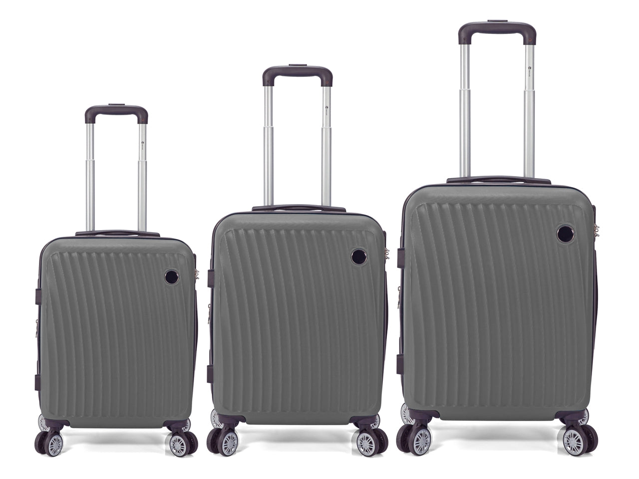 Trolley in abs con 4 ruote doppie espandibile grigio set da 3 trolley