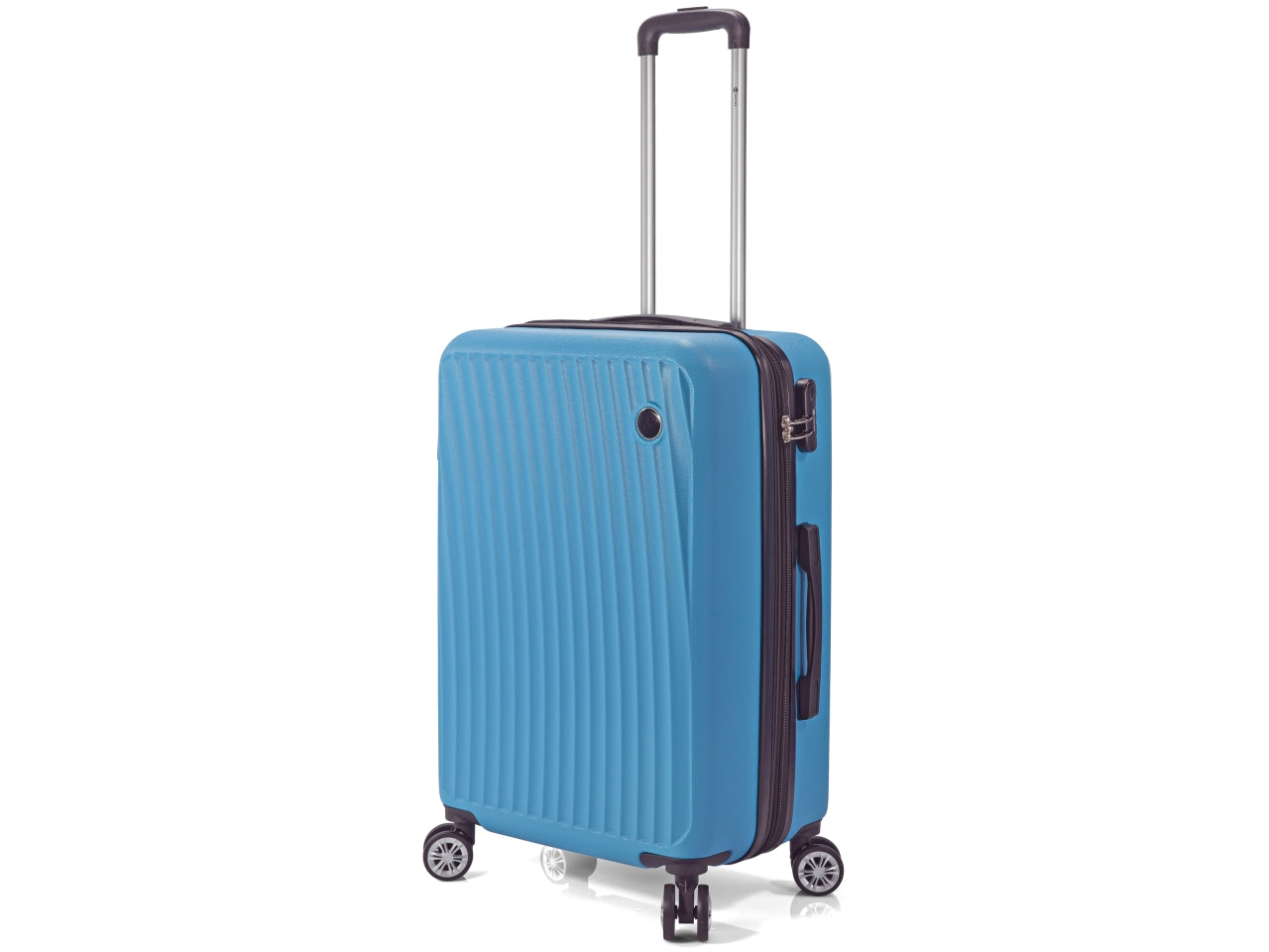 Trolley in abs con 4 ruote doppie espandibile light blu set da 3 trolley
