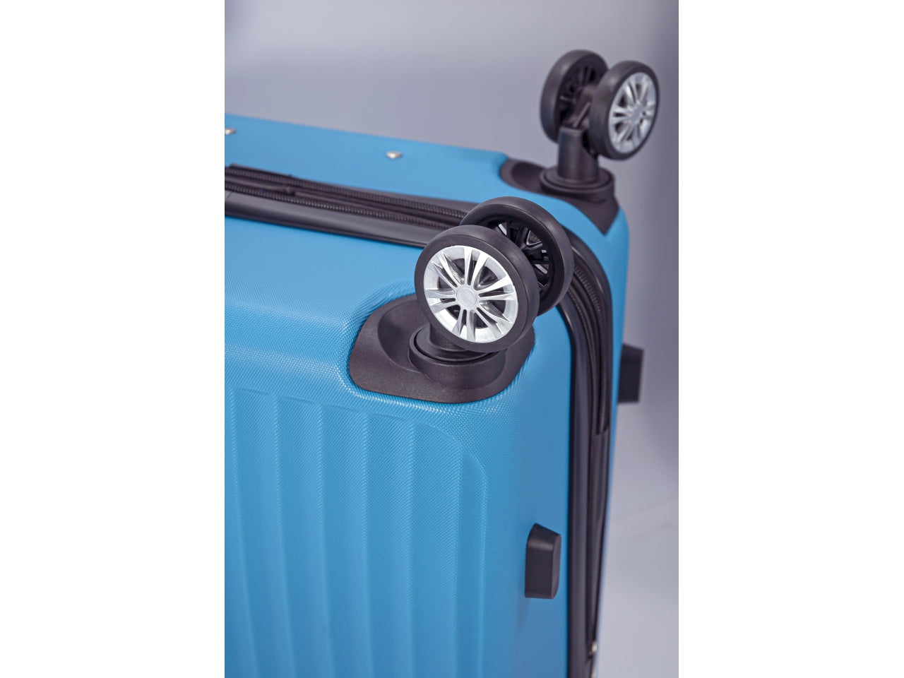 Trolley in abs con 4 ruote doppie espandibile light blu set da 3 trolley
