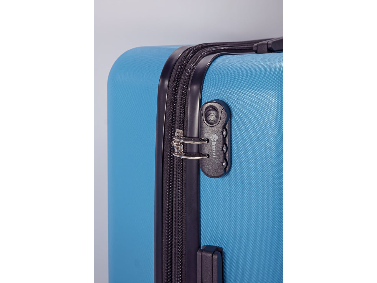Trolley in abs con 4 ruote doppie espandibile light blu set da 3 trolley