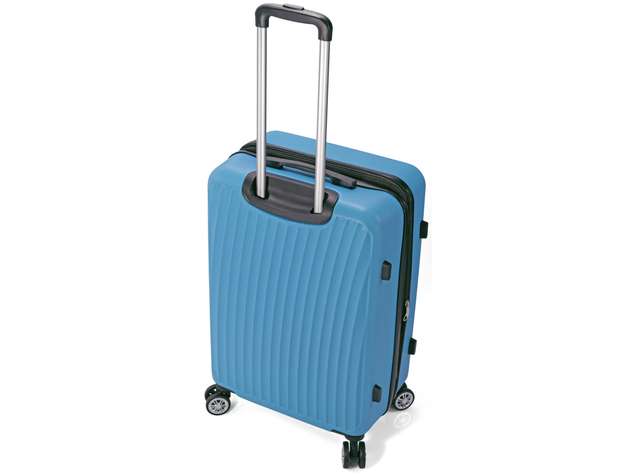 Trolley in abs con 4 ruote doppie espandibile light blu set da 3 trolley