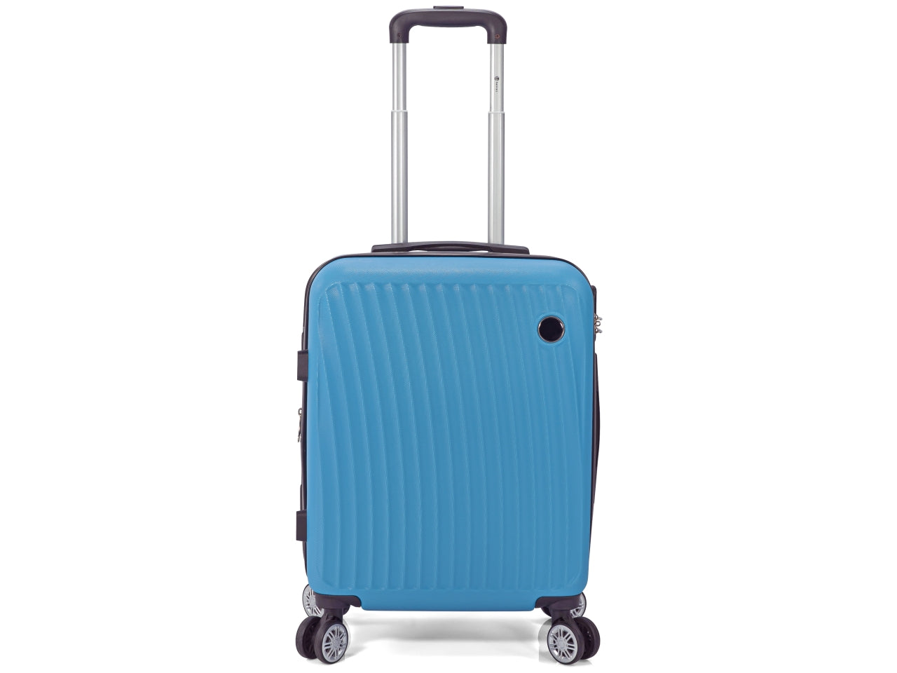 Trolley in abs con 4 ruote doppie espandibile light blu set da 3 trolley