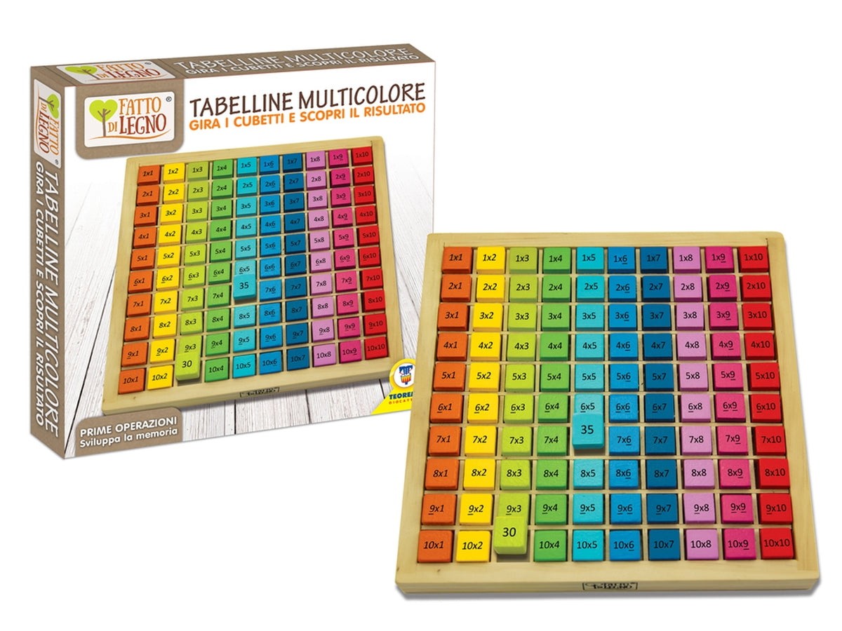 Fatto di legno, impara le tabelline multicolor