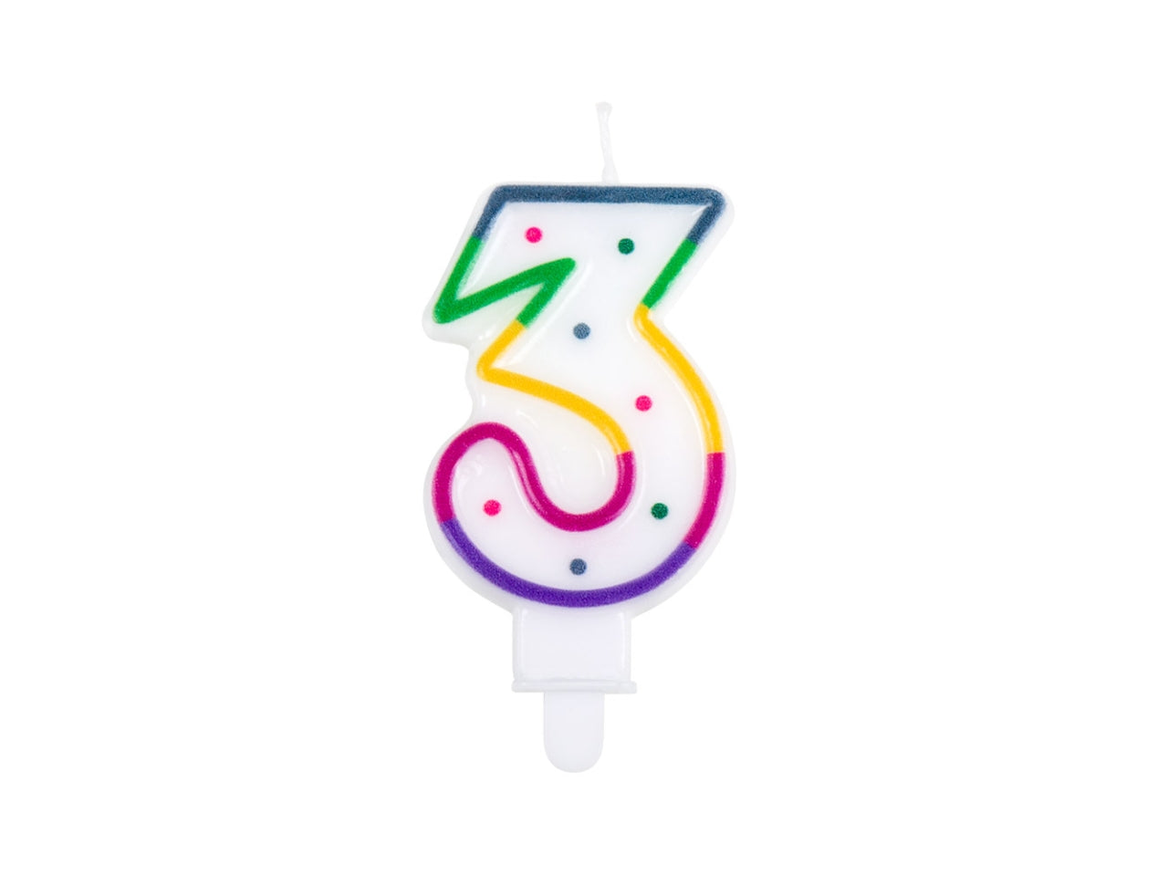 Candela numerale n. 3 multicolor