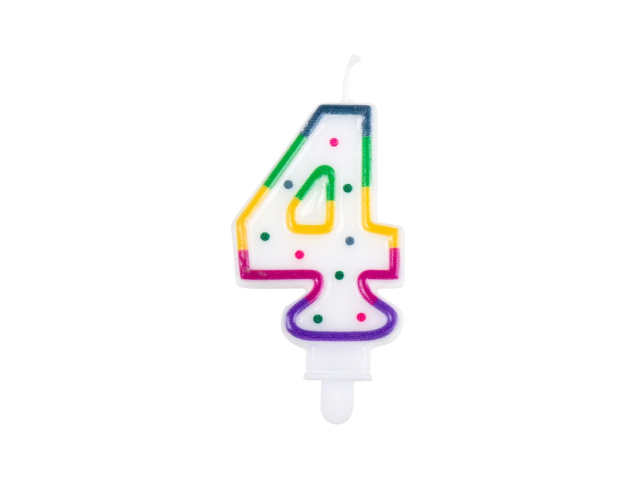 Candela numerale n. 4 multicolor