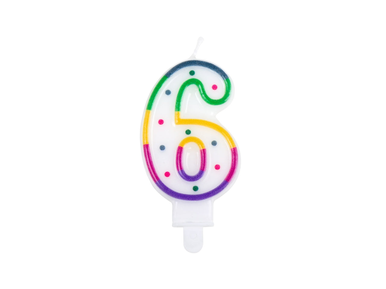 Candela numerale n. 6 multicolor
