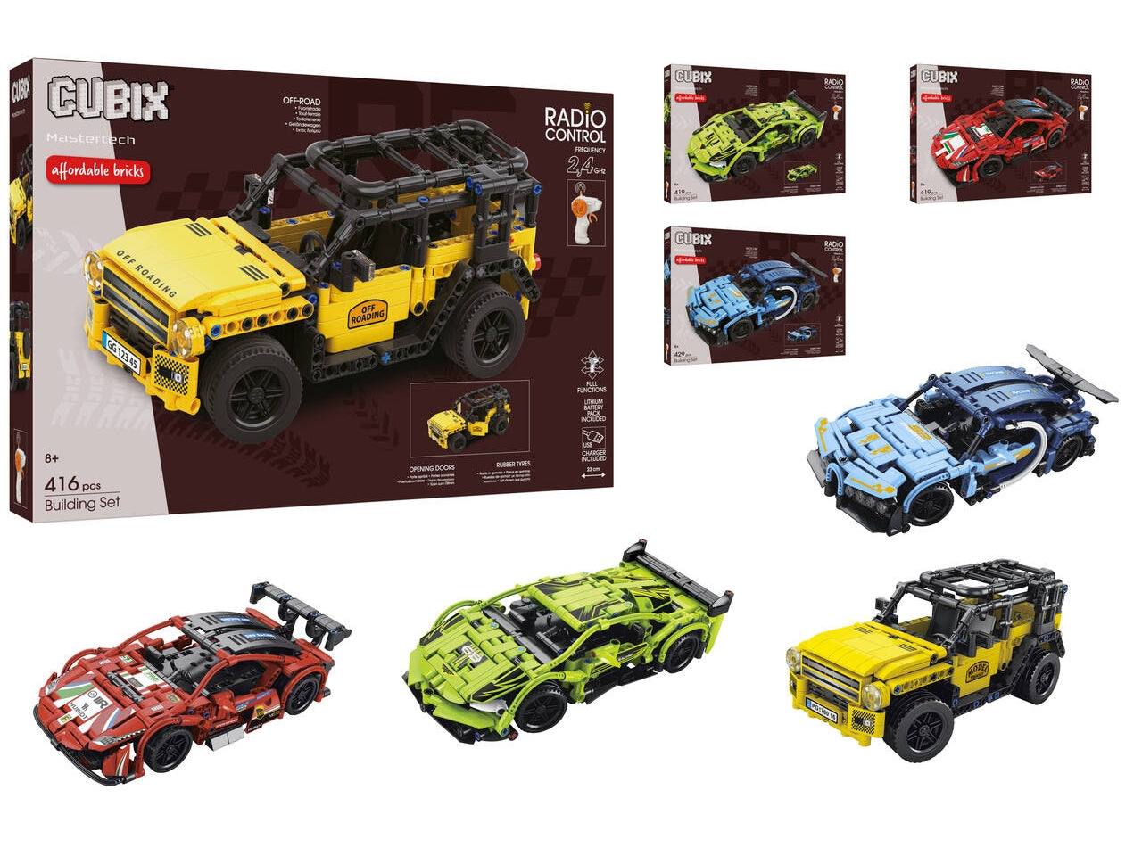 Cubix auto radiocomando 2,4ghz con pacco batteria in 4 modelli assortiti