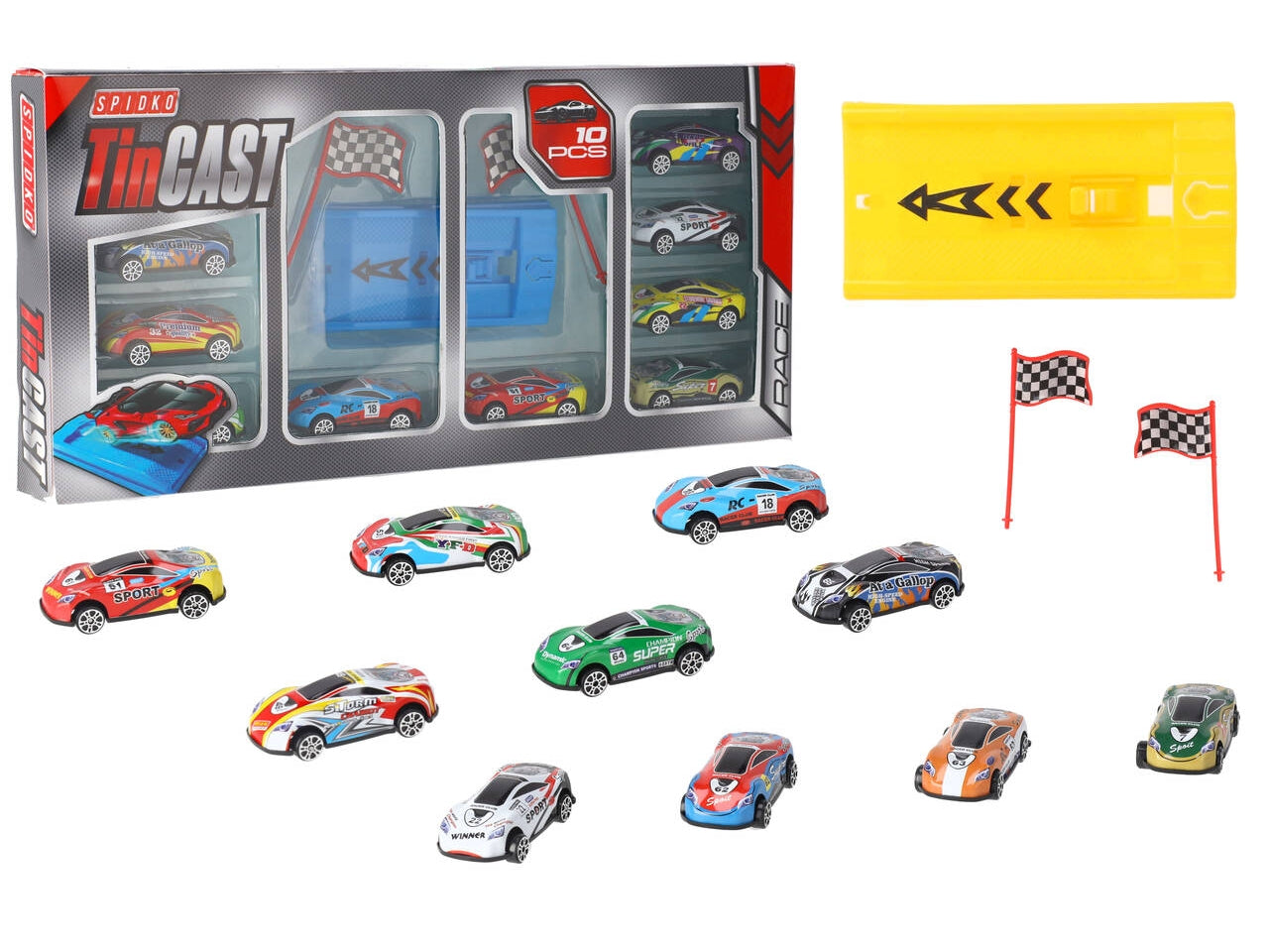 Auto metallo 10 pezzi con lanciatore, 2colori