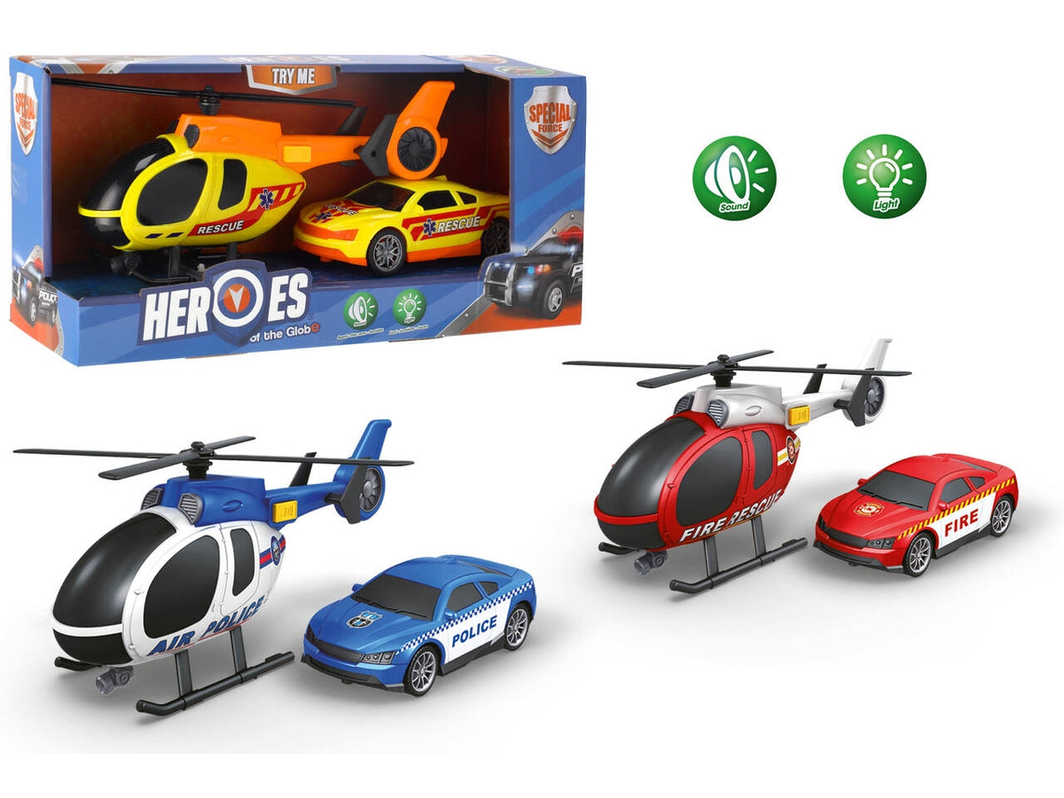 Elicottero soccorso con auto a batteria try me in 3 asortimenti