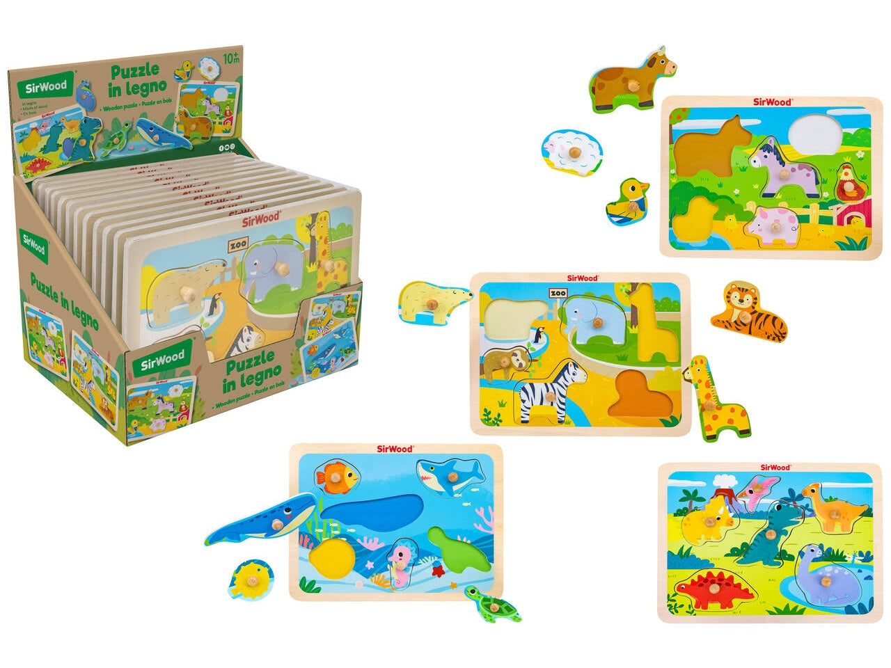 Puzzle animal in legno, modelli assortiti