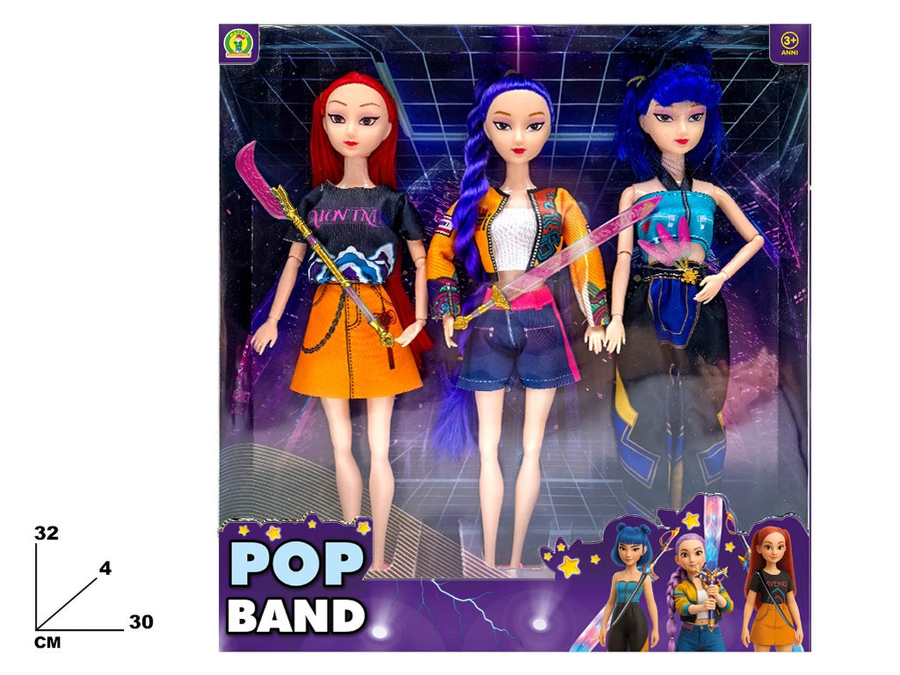 Bambola pop band 3 pezzi