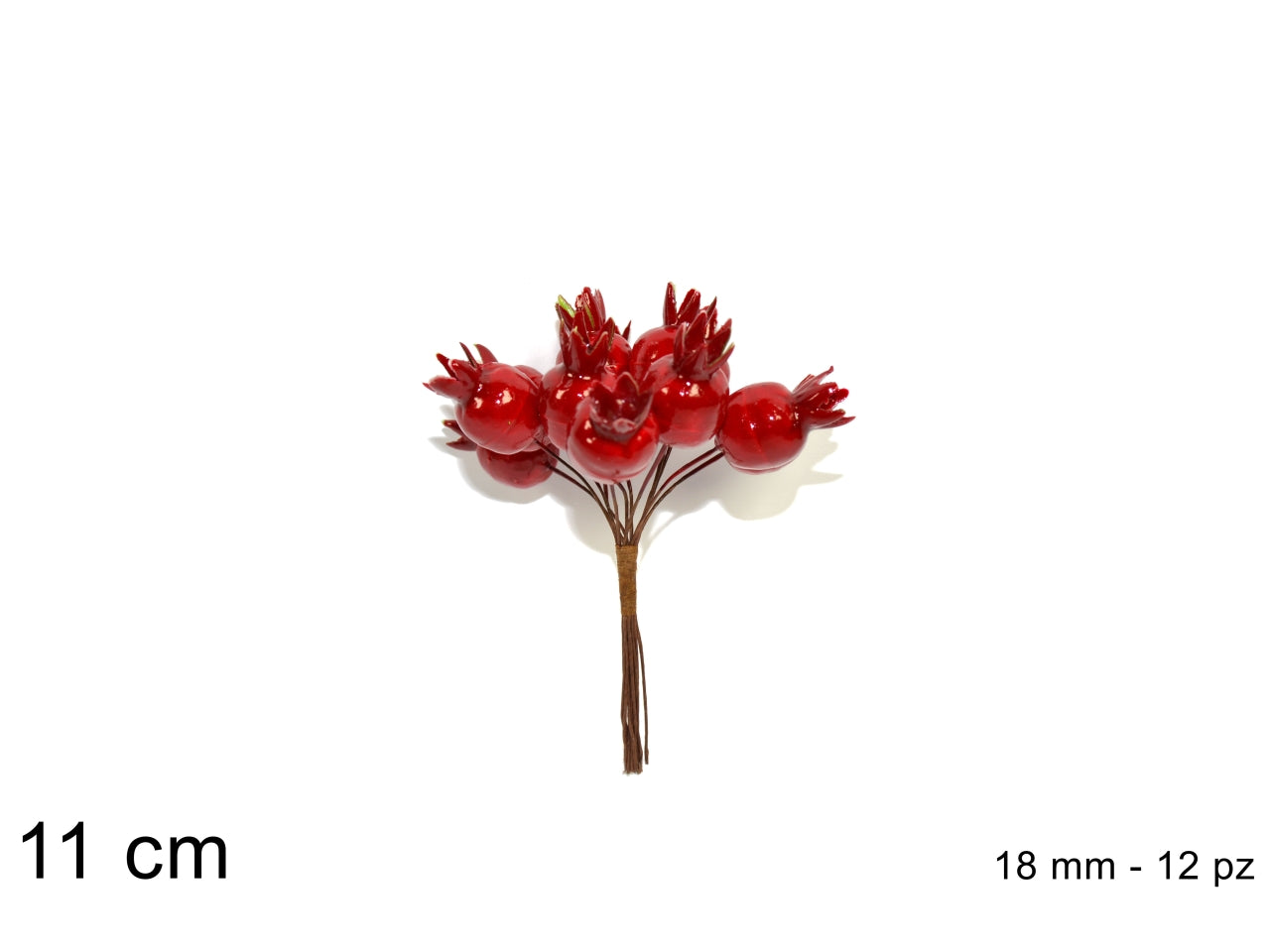 Pick 11cm con 12 melograni di diametro 1,8cm rossi