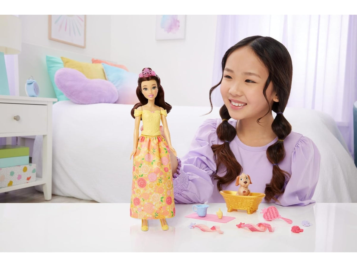 Disney princess belle bathe & brush dog playset