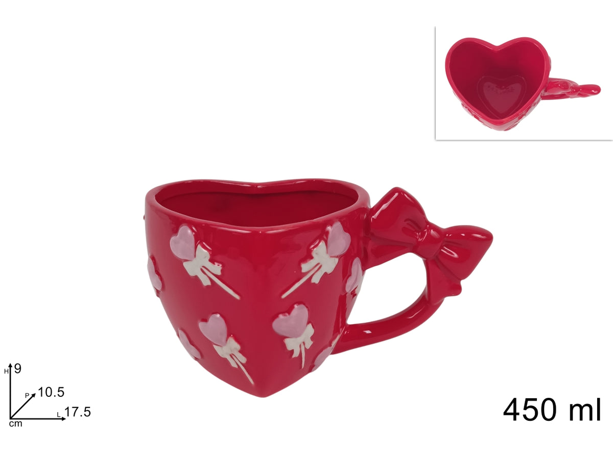 Tazzone cuore in ceramica 450ml rosso