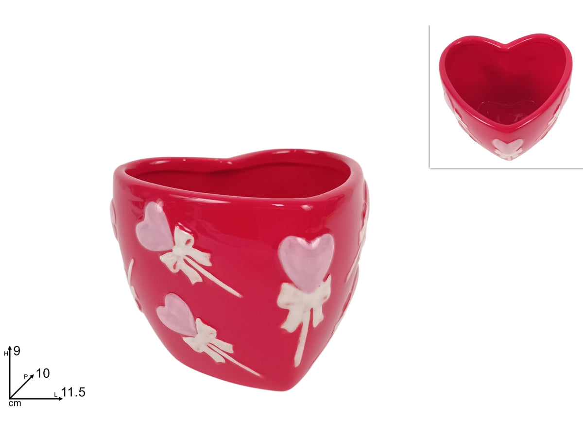 Vaso cuore in ceramica 11,5cm rosso