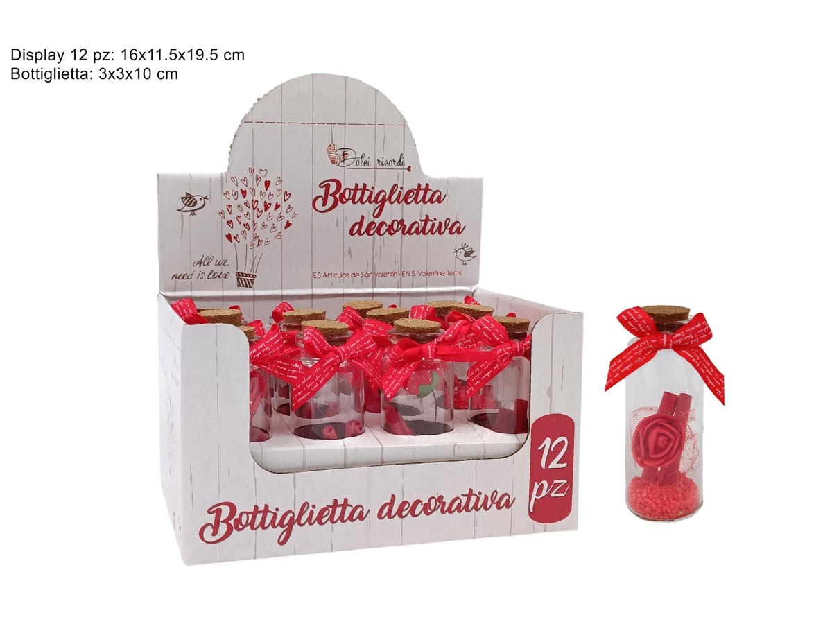 Bottiglietta vetro 10cm san valentino