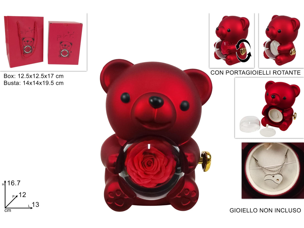 Orsetto 16,7cm con rosa e portagioielli