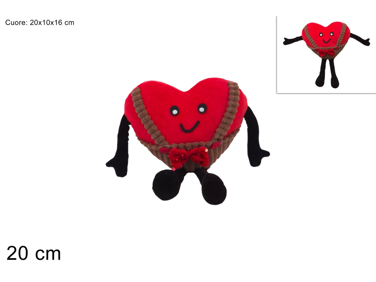 Peluche cuore 20cm con salopette