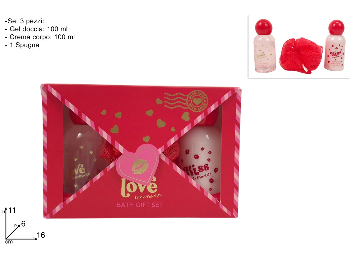 Confezione regalo linea corpo da donna con gel doccia, crema corpo e spugna