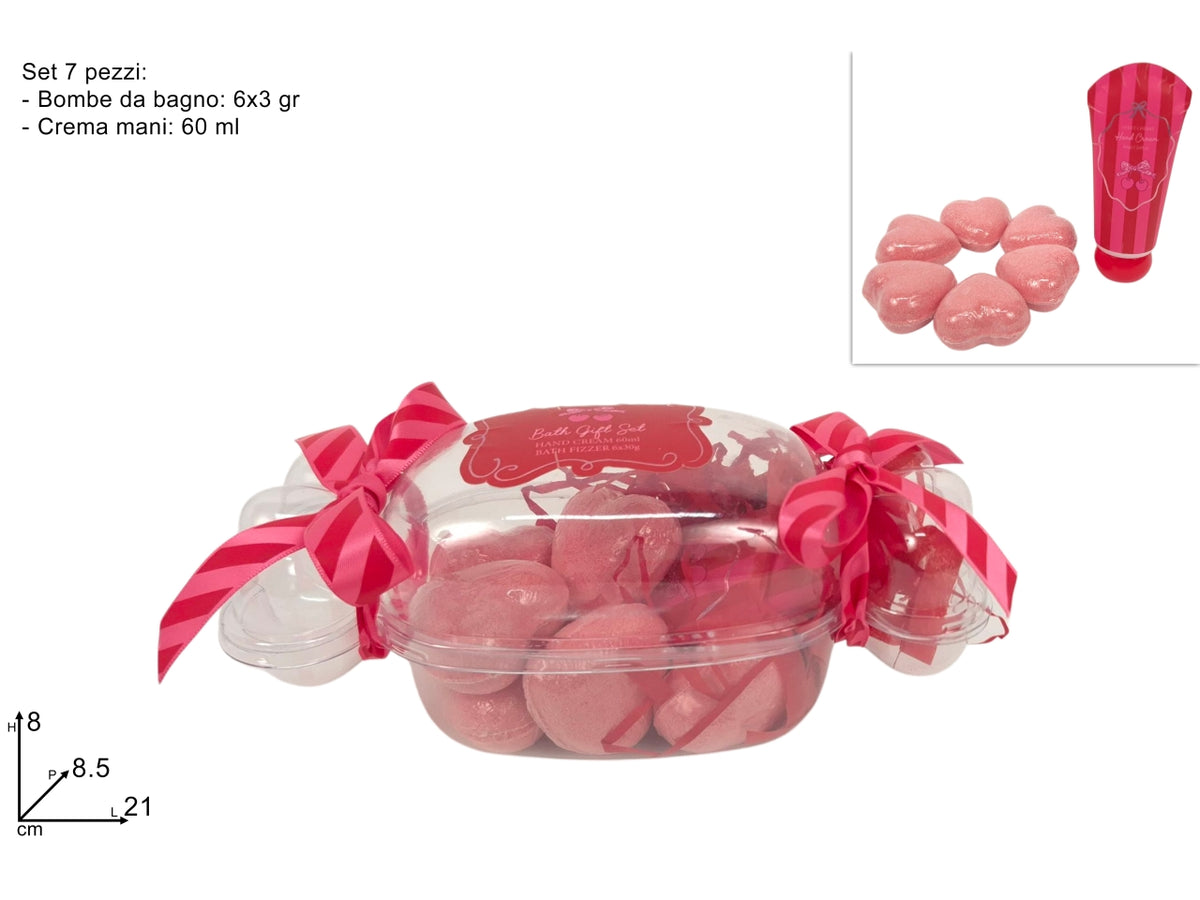 Confezione caramella linea corpo donna con 6 bombe da bagno e crema mani 60ml