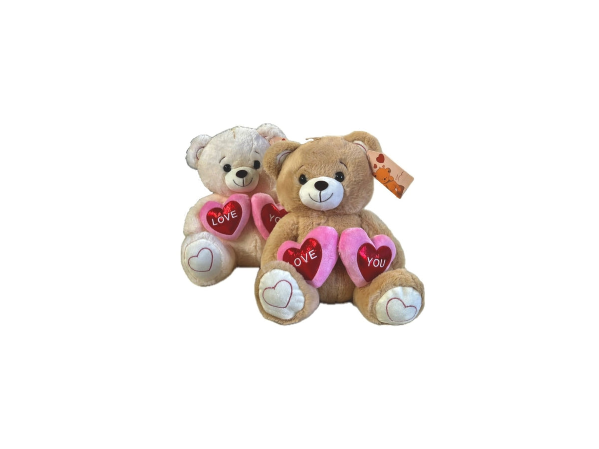 Peluche orso con due cuori love 15cm