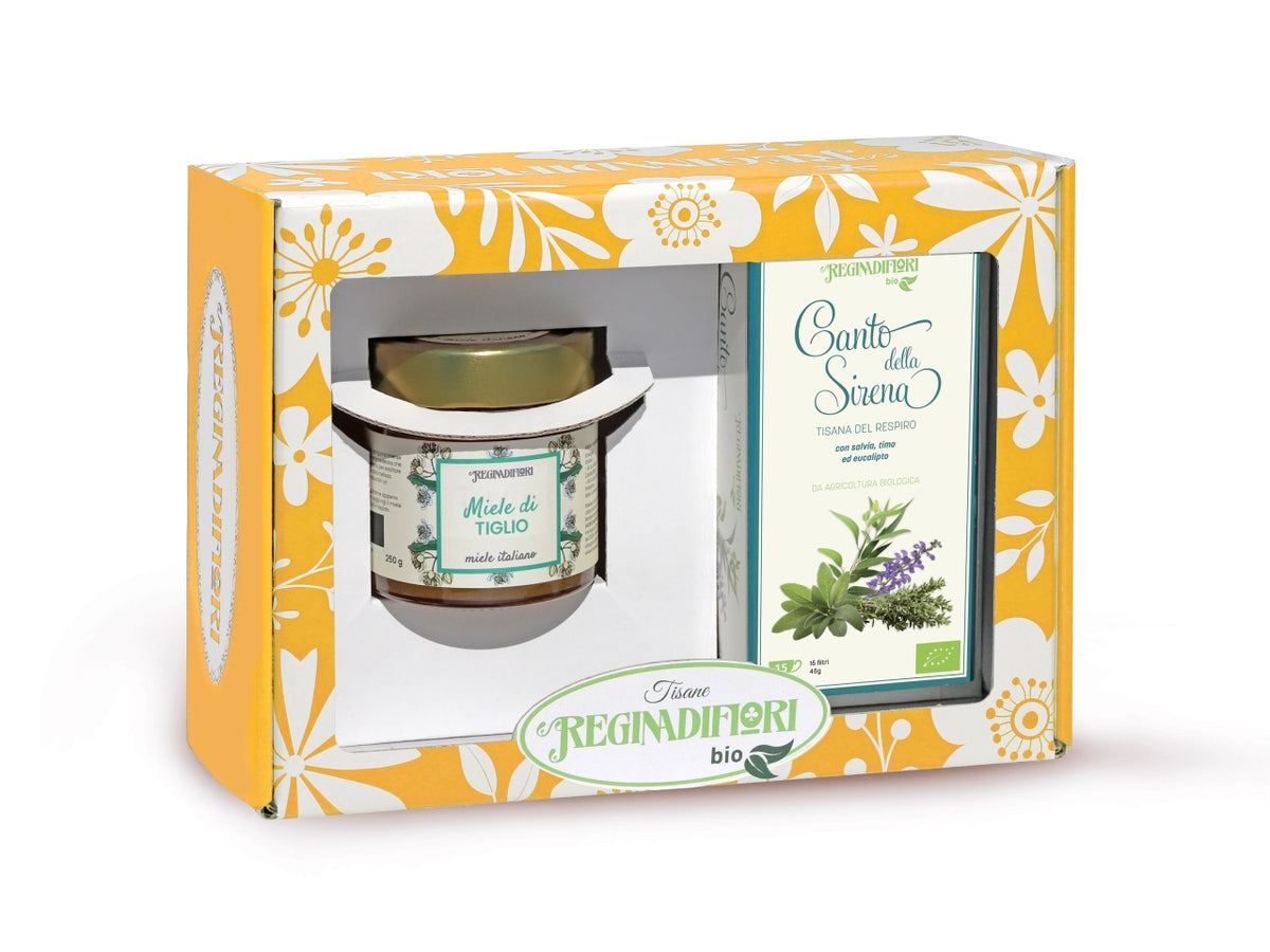 Tisana bio set regalo miele tiglio+canto della sirena 3gr+250gr 15 filtri