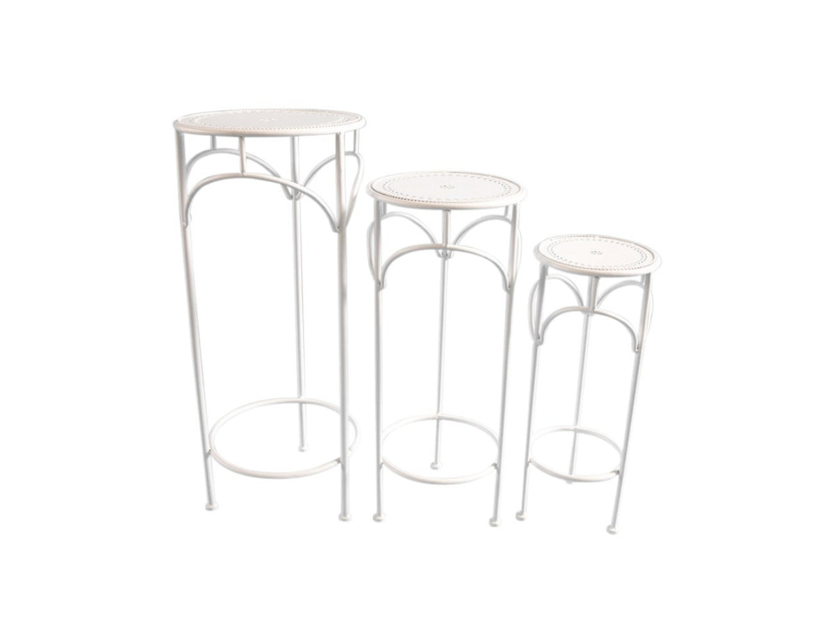Set 3 tavolini corte colore crema 30x30x70-25x25x60-20x20x50cm