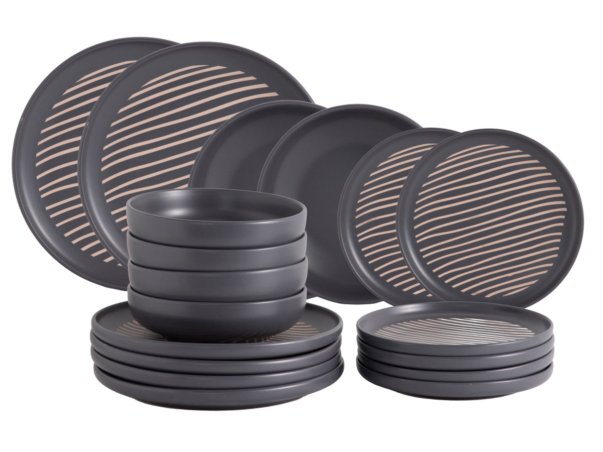 Set tavola 18pz skal  stoneware, grigio