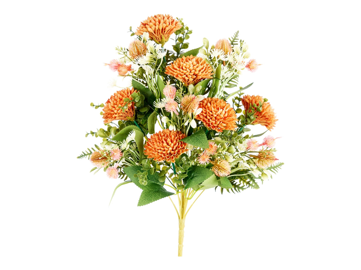 Mazzo pon pon 12rami 45cm arancio