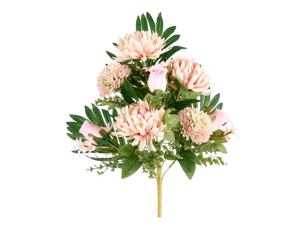 Mazzo crisantemo e pon pon 45cm rosa