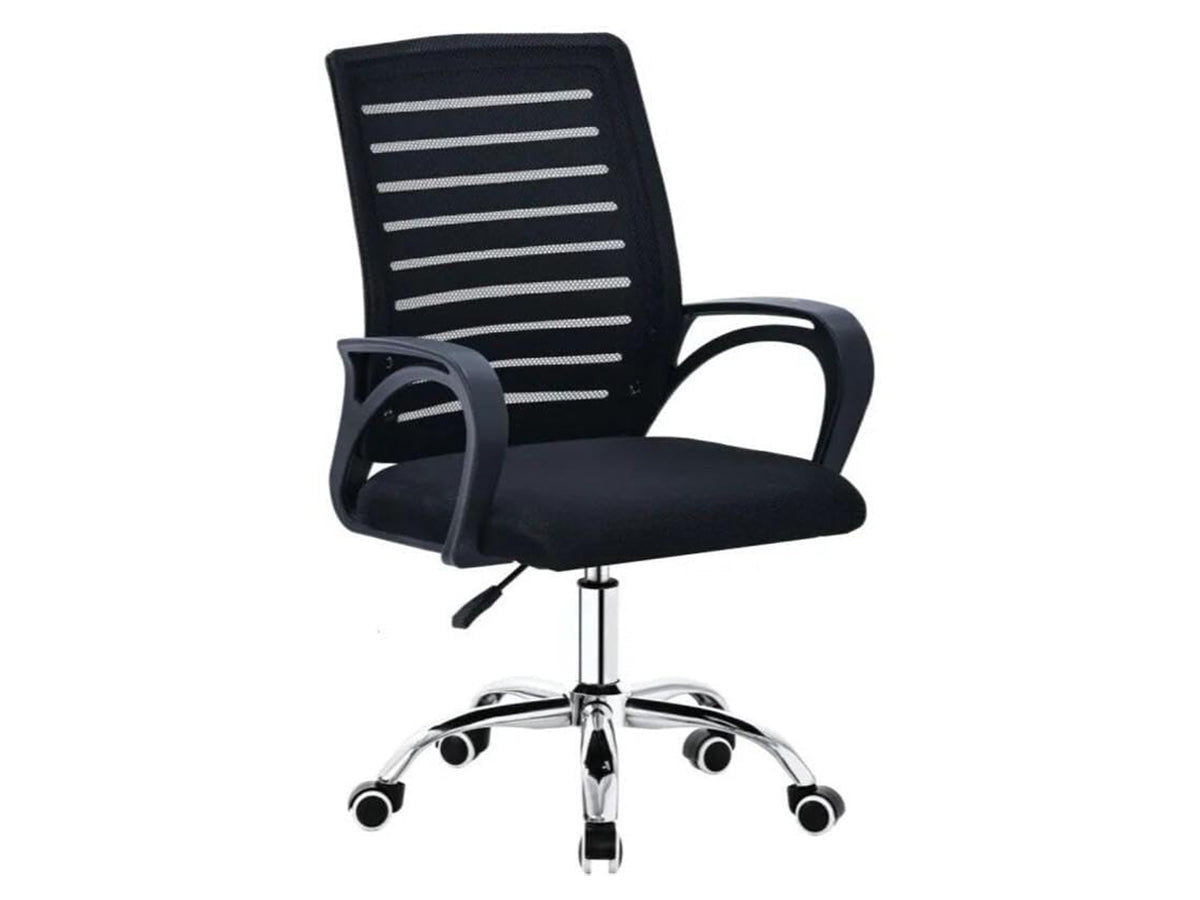 Poltrona da ufficio nera con seduta in poliestere 57x56cm e altezza da 92 a 101cm