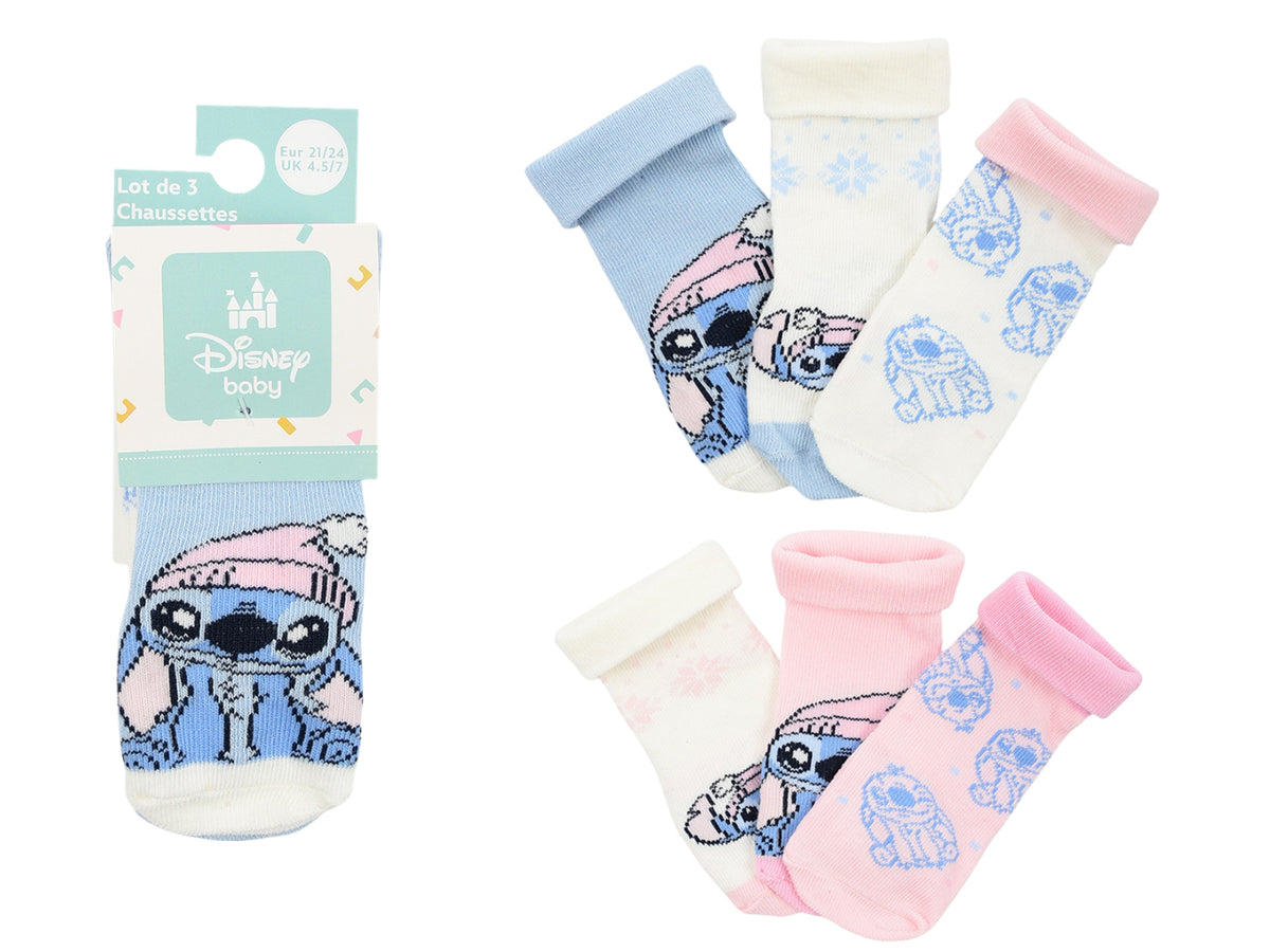 Lilo e Stitch confezione 3 calzini con risvolto 62% cotone 6/12 mesi