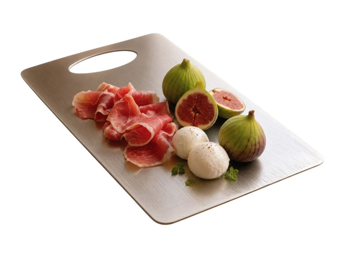Ape-board tagliere in acciaio inox AISI 304 20x32cm con spessore 1mm. Non assorbe odori ed Ã¨ lavabile in lavastoviglie.