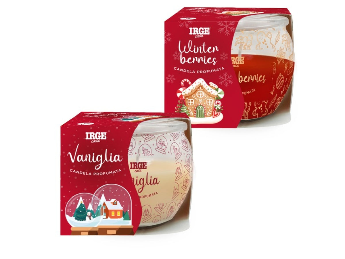 Candela profumata rotonda 70gr natale vanilla + winter berries