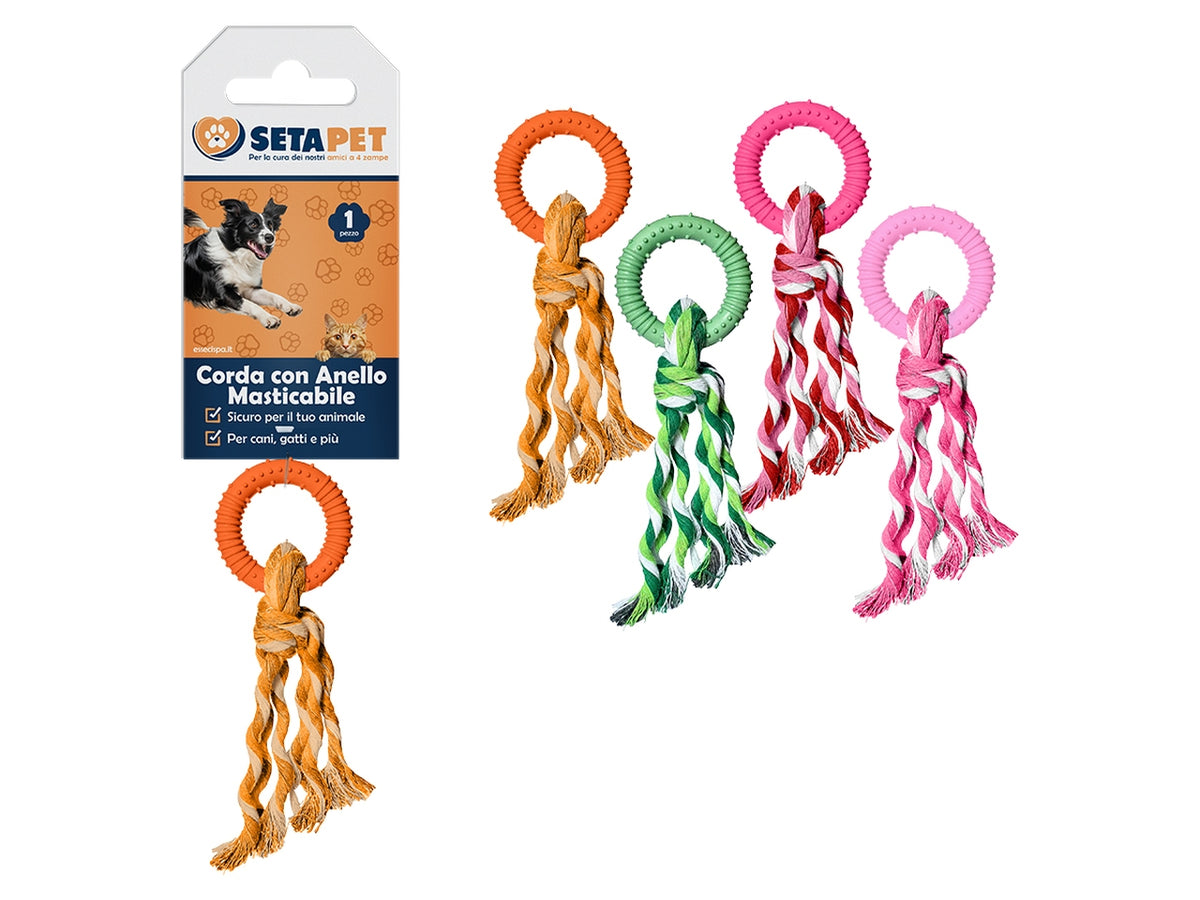 Corda con anello masticabile per cani