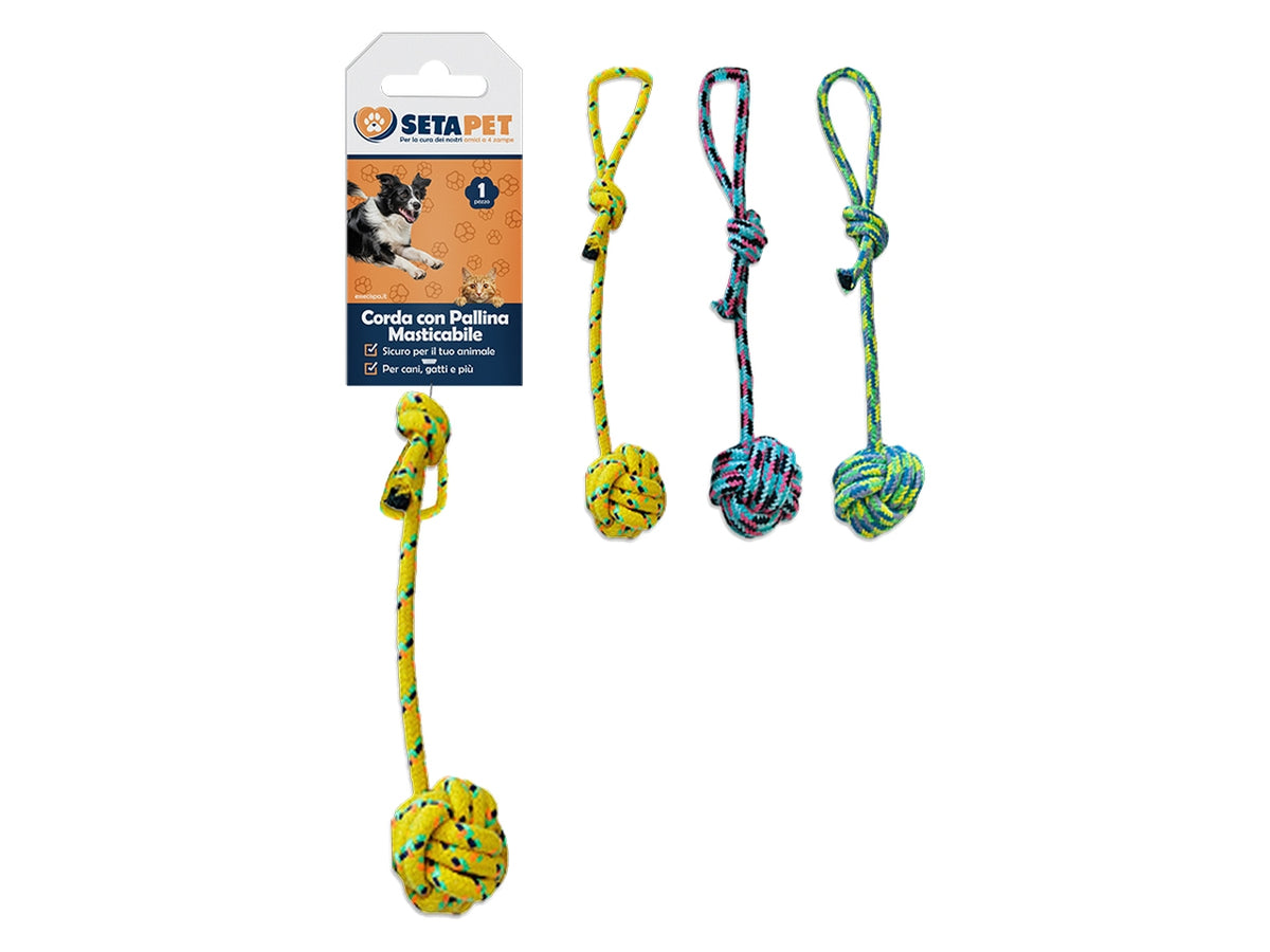 Corda con pallina masticabile per cani