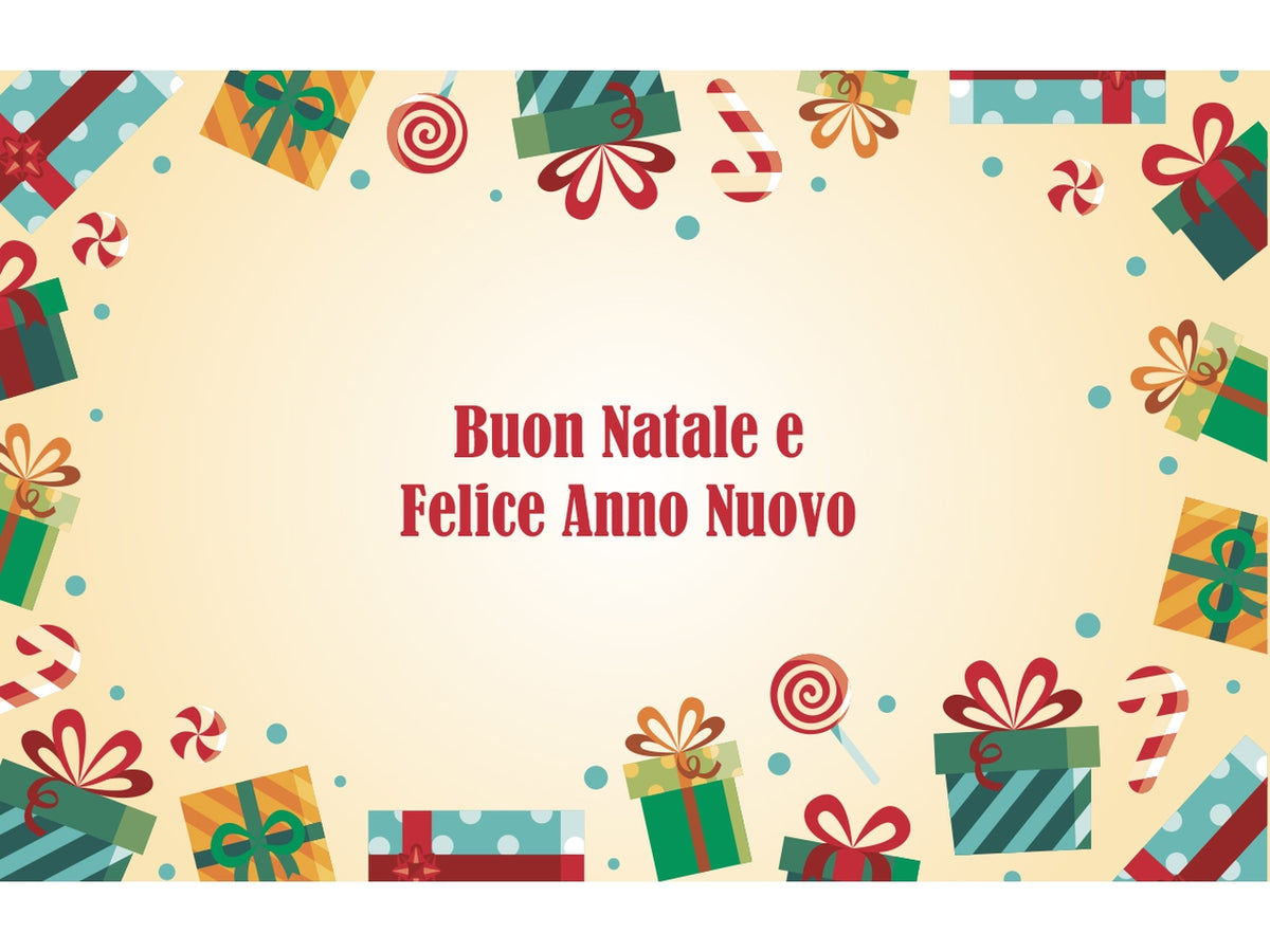 Biglietto buone feste formato 4 7x11cm, scatola da 100 pezzi assortiti