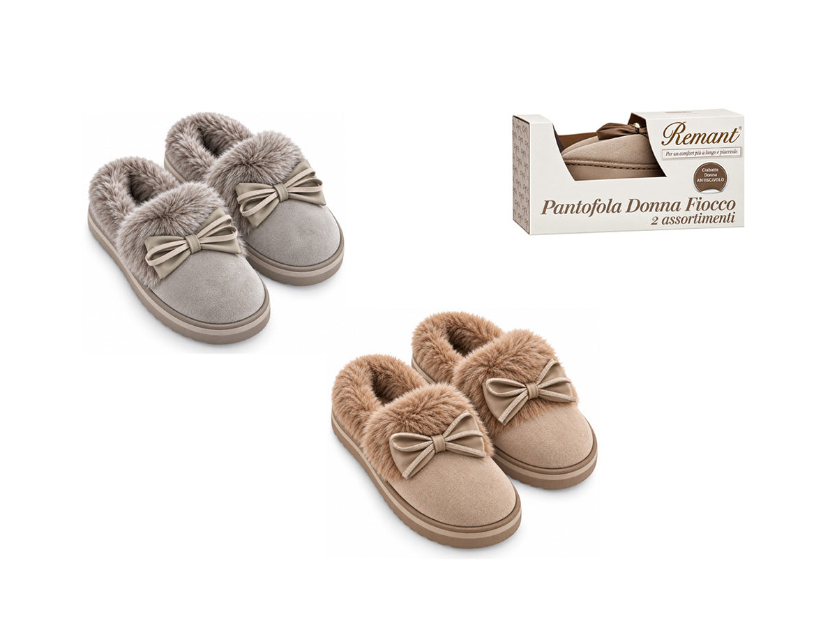 Pantofola da donna Fiocco taglia dalla 36 alla 41, colori assortiti