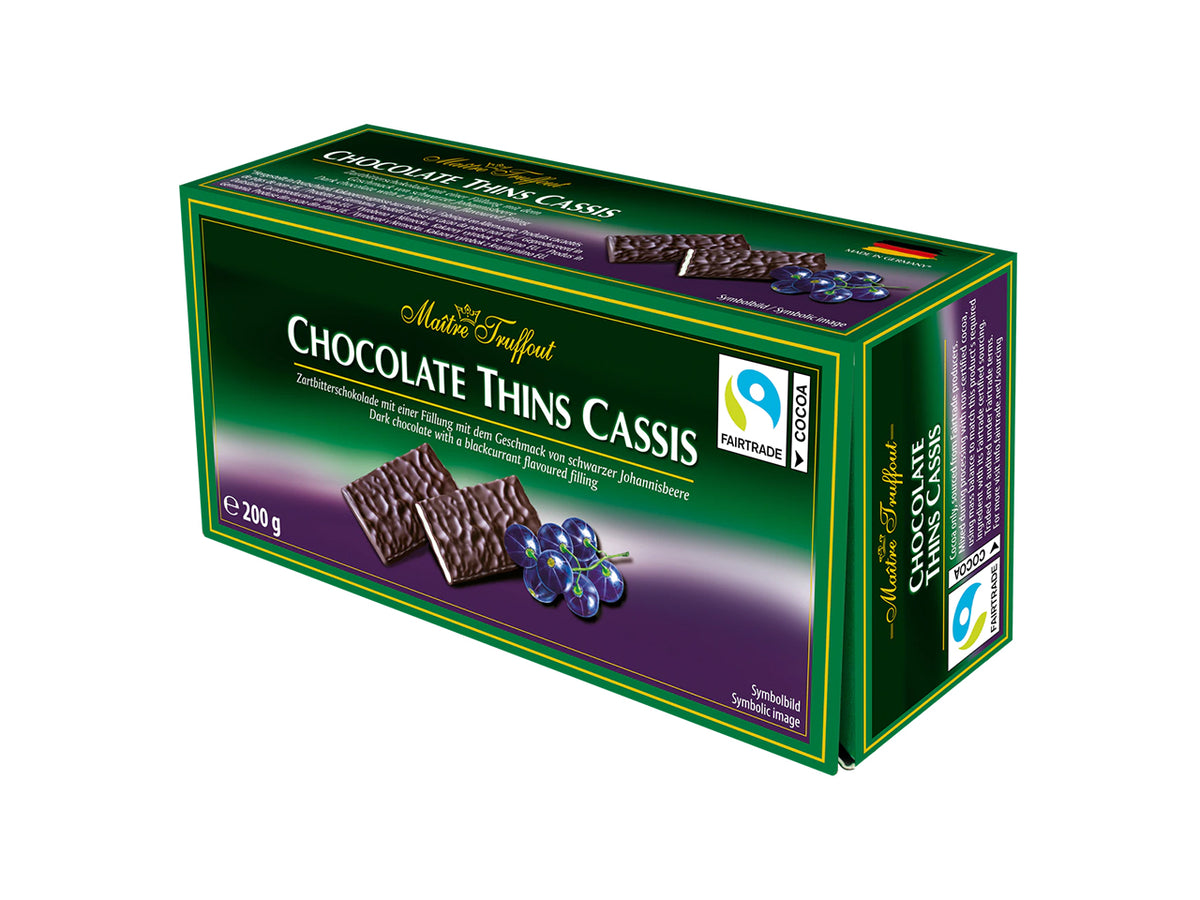Chocolate thins cassis ribes â cioccolato fondente